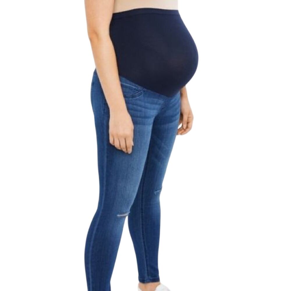 NEW XL Motherhood Maternity Indigo Blue Belly Stretch Ankle Skinny Jeans